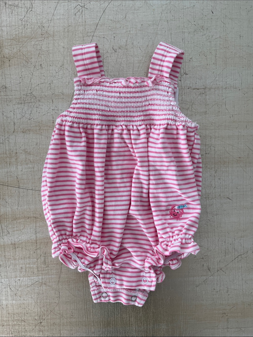 Kissy Kissy Pink & White Striped Baby Romper